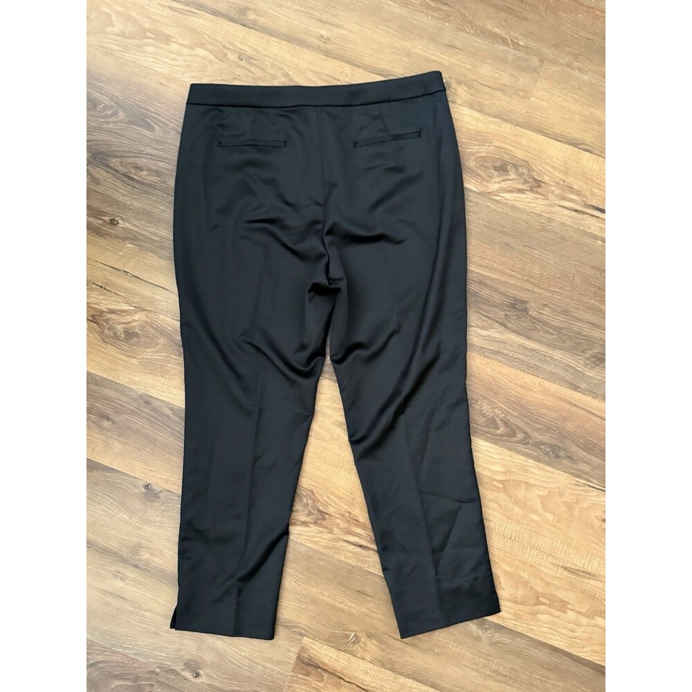J. CREW COLLECTION Kate Straight-Leg Trouser Pants Structured Satin Black 16 - Picture 4 of 4